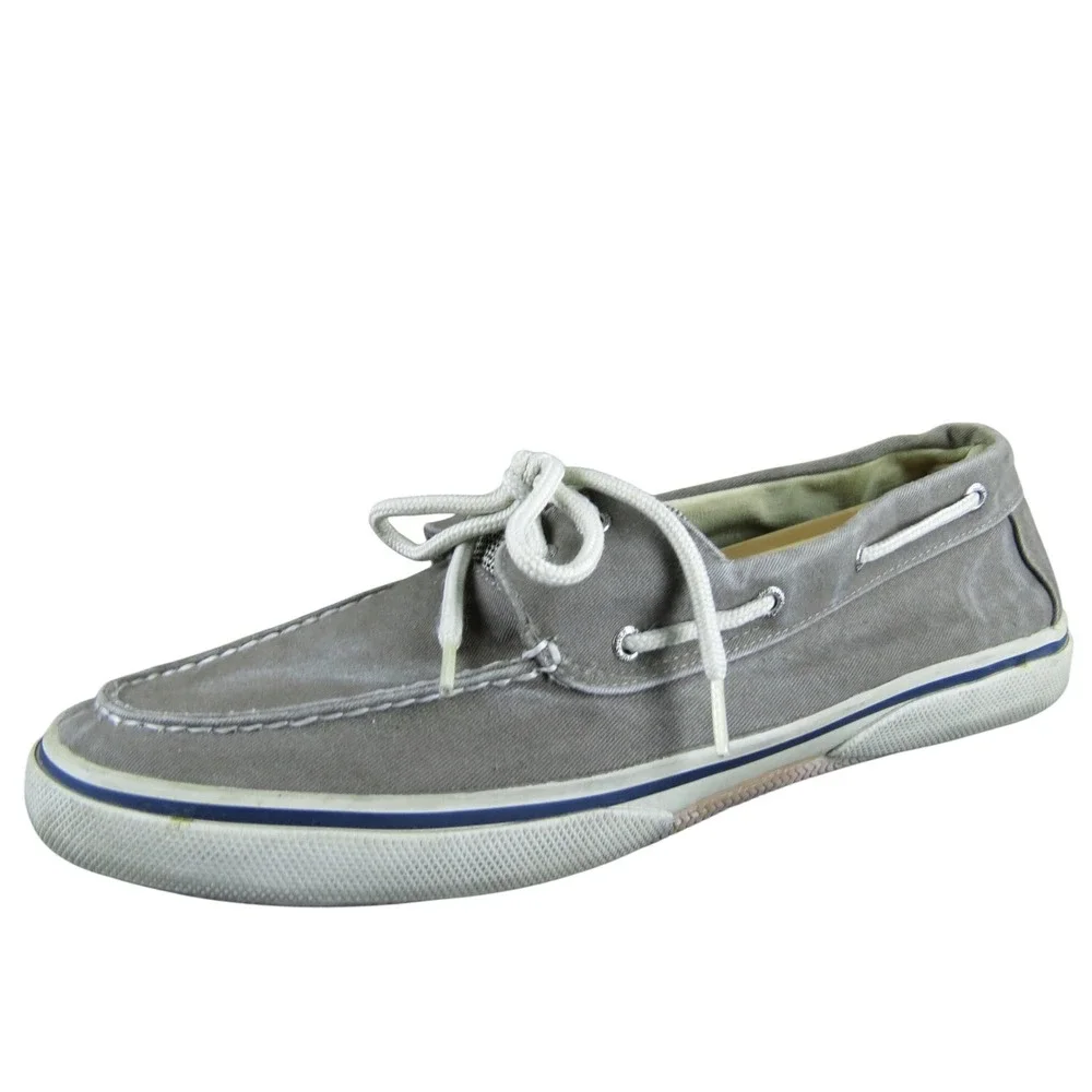 Sperry Top-Sider Men's Gray Canvas Boat Shoes‎ Size 13 Casual Nautical